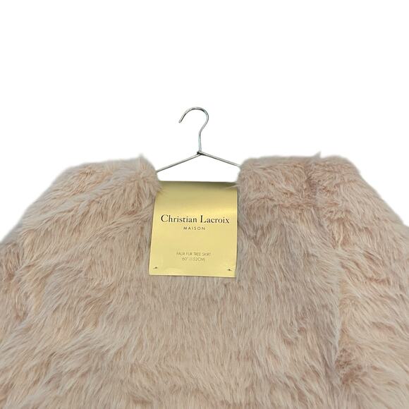 Christian Lacroix Christmas Tree Skirt 60in Pink Faux Fur Holiday Glam NEW - Picture 5 of 10